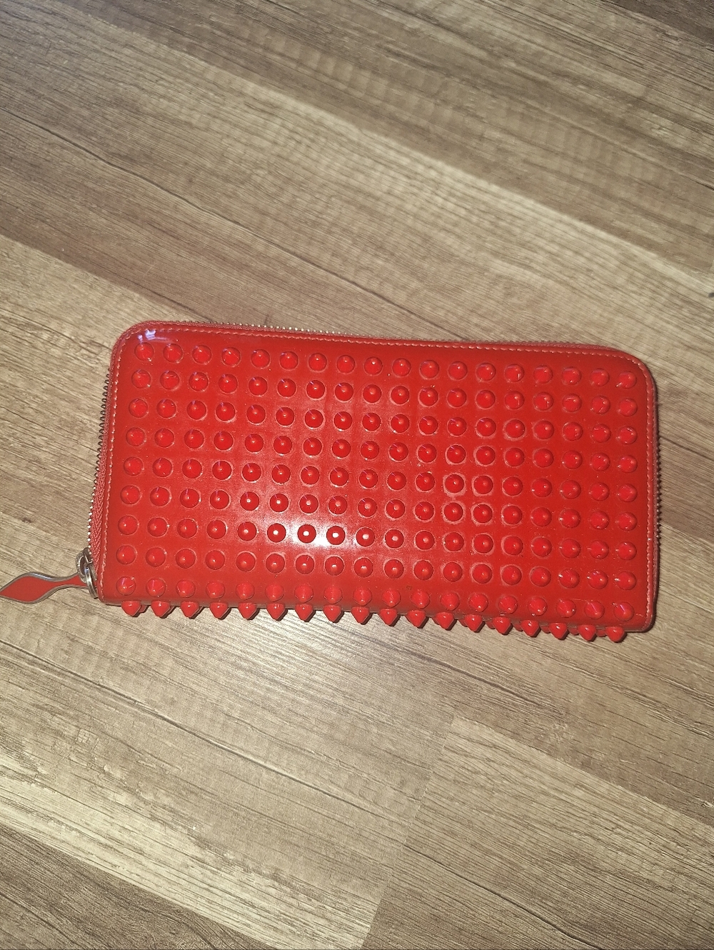 Christian Louboutin  Red Spiked Zip-Around Wallet